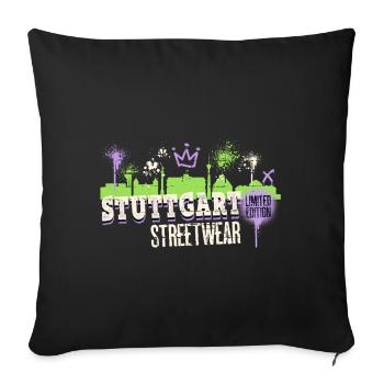 Stuttgart Skyline City Germany Graffiti Art - Sofa pillowcase 17,3'' x 17,3'' (45 x 45 cm) - black - Front