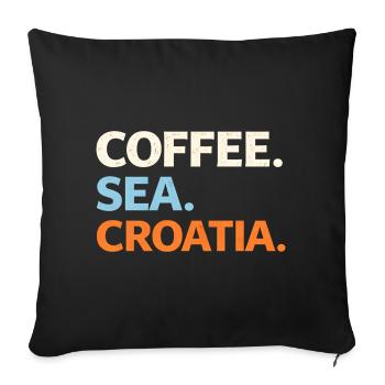 Café. Mer. Croatie (Hrvatska). - Housse de coussin décorative 45 x 45 cm - noir - Devant