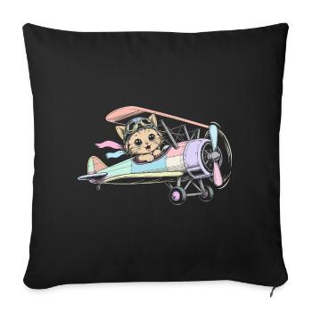 airplane - Sofa pillowcase 17,3'' x 17,3'' (45 x 45 cm) - black - Front