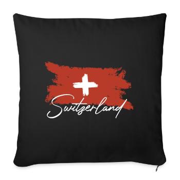 Schweiz Fahne - Sofakissenbezug 45 x 45 cm - Schwarz - Vorne