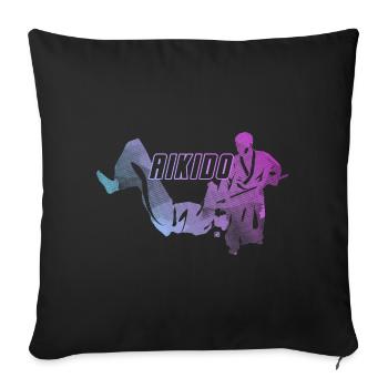 Silhouette dynamique des femmes d’aïkido Nage No Jo - Housse de coussin décorative 45 x 45 cm - noir - Devant