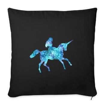 princesse licorne licorne princesse reine née débarrasser - Housse de coussin décorative 45 x 45 cm - noir - Devant