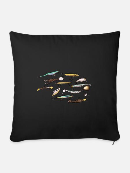 Leurres et appâts - appâts de pêche - Housse de coussin décorative 45 x 45 cm - noir