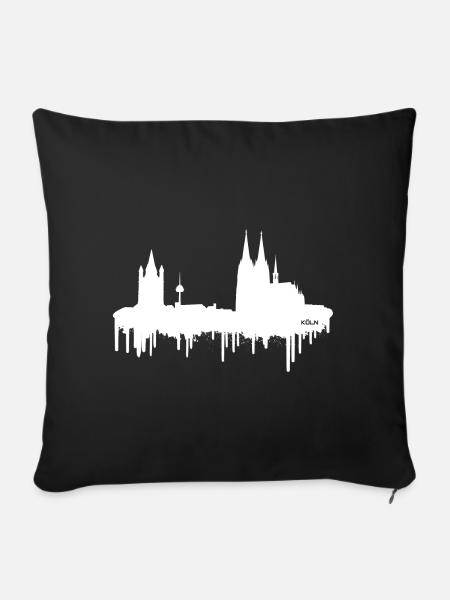 Skyline Köln - Weiß - Sofakissenbezug 45 x 45 cm - Schwarz