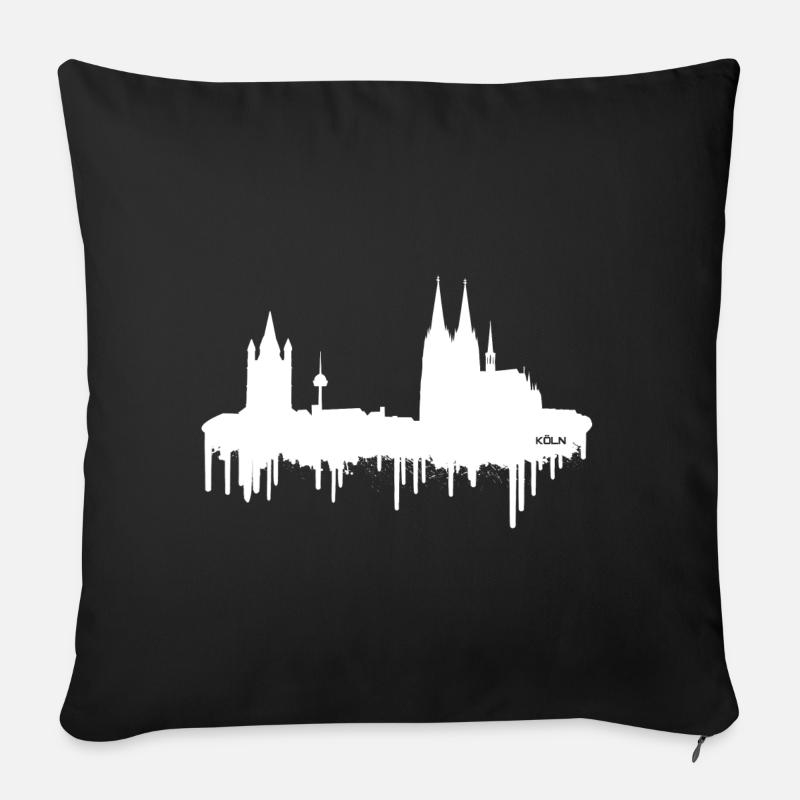 Skyline Köln - Weiß - Sofakissenbezug 45 x 45 cm - Schwarz