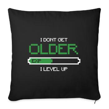 I don't get older i Level Up saying Exp - Sofa pillowcase 17,3'' x 17,3'' (45 x 45 cm) - black - Front