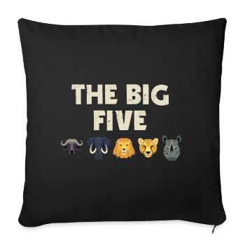 The Big Five Safari Afrika Wildtiere - Sofakissenbezug 45 x 45 cm - Schwarz - Vorne