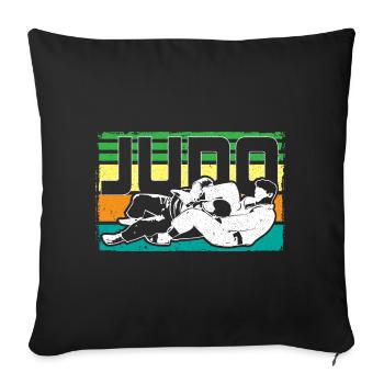 Judo Judoka Sportif Idée cadeau - Housse de coussin décorative 45 x 45 cm - noir - Devant