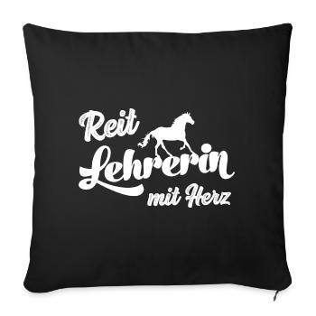 Reitlehrerin mit Herz Reiterin Reitstunde Pferde - Sofakissenbezug 45 x 45 cm - Schwarz - Vorne