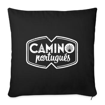 Camino Portugués Estampillé | Chemin de Saint-Jacques - Housse de coussin décorative 45 x 45 cm - noir - Devant