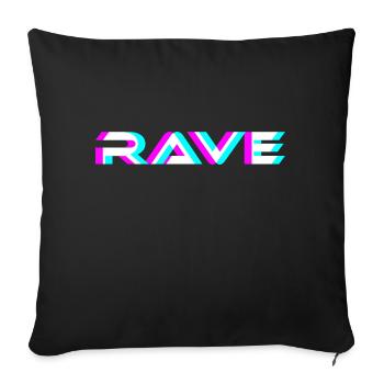Rave Techno EDM Trippy Acid Raven House - Sofakissenbezug 45 x 45 cm - Schwarz - Vorne
