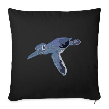 Schildkröte auf dem Flug durchs Meer - Sofakissenbezug 45 x 45 cm - Schwarz - Vorne