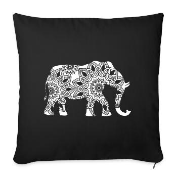 Elephant Mandala Elephant Médiation Yoga Ésotérisme - Housse de coussin décorative 45 x 45 cm - noir - Devant