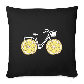 Bicycle with lemons. - Sofa pillowcase 17,3'' x 17,3'' (45 x 45 cm) - black - Front