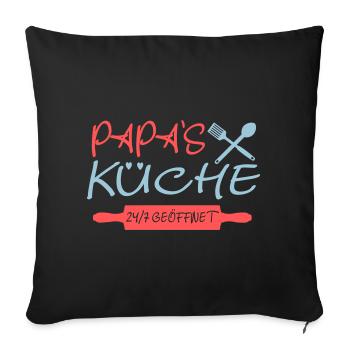 Papas Küche 24h - Sofakissenbezug 45 x 45 cm - Schwarz - Vorne