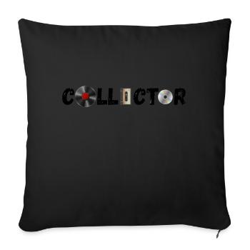 collector vinyl cd cassette records 2 - Sofa pillowcase 17,3'' x 17,3'' (45 x 45 cm) - black - Front