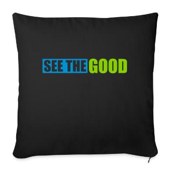voir la bonne citation - Housse de coussin décorative 45 x 45 cm - noir - Devant