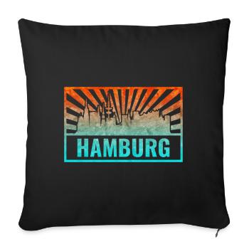 Pente de la silhouette de Hambourg - Housse de coussin décorative 45 x 45 cm - noir - Devant