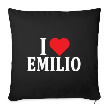 t-shirt I love Emilio t-shirt gift idea - Sofa pillowcase 17,3'' x 17,3'' (45 x 45 cm) - black - Front