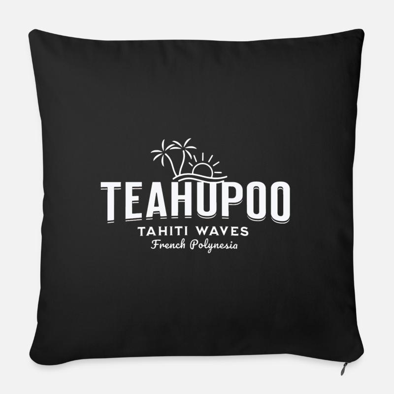 Teahupoo Tahiti waves - Housse de coussin décorative 45 x 45 cm - noir