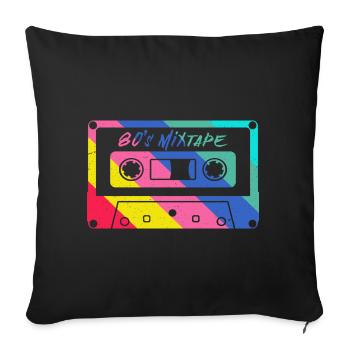80er 90er Jahre Kassette Mixtape Retro Lustig - Sofakissenbezug 45 x 45 cm - Schwarz - Vorne