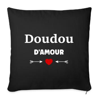 Doudou d'amour - Housse de coussin décorative 45 x 45 cm - noir - Devant