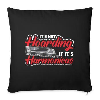 Harmonica Orgue à bouche Harmoniciste Joueur d’harmonica - Housse de coussin décorative 45 x 45 cm - noir - Devant