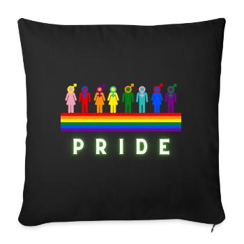 Pride Regenbogen LGBTQ Vielfalt Design - Sofakissenbezug 45 x 45 cm - Schwarz - Vorne