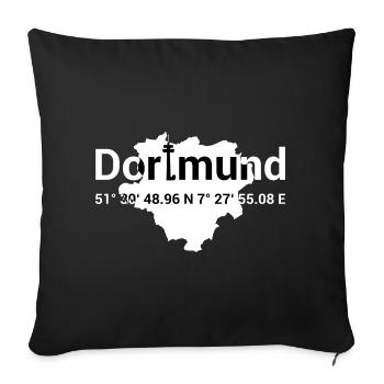 Dortmund Lokal Koordinaten Ruhrpott Ruhrgebiet - Sofakissenbezug 45 x 45 cm - Schwarz - Vorne