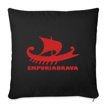 Ship Empuriabrava/Writing red #C62626 - Sofa pillowcase 17,3'' x 17,3'' (45 x 45 cm) - black - Front