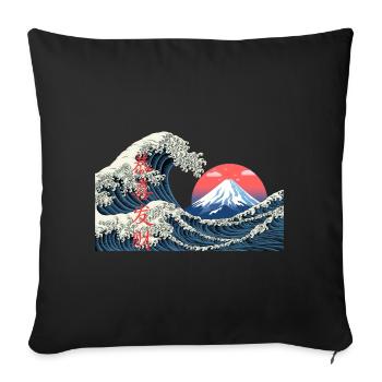 T Shirt Wave kanagawa hokusai mont fuji japan - Sofa pillowcase 17,3'' x 17,3'' (45 x 45 cm) - black - Front