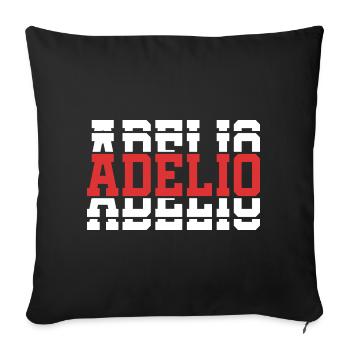 t-shirt Adelio t-shirt idée cadeau texte empilé - Housse de coussin décorative 45 x 45 cm - noir - Devant