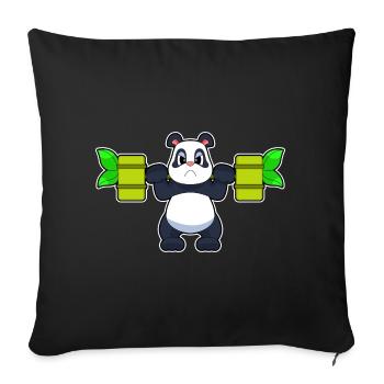 Panda Bodybuilder Barbell Bodybuilding - Housse de coussin décorative 45 x 45 cm - noir - Devant