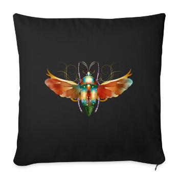 imaginative colorful shimmering insect with wings - Sofa pillowcase 17,3'' x 17,3'' (45 x 45 cm) - black - Front