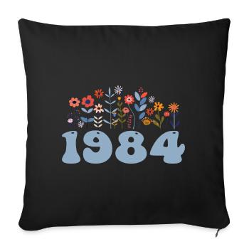 1984 Floral Pattern 1984 Floral Theme Flowers 1984 - Sofa pillowcase 17,3'' x 17,3'' (45 x 45 cm) - black - Front