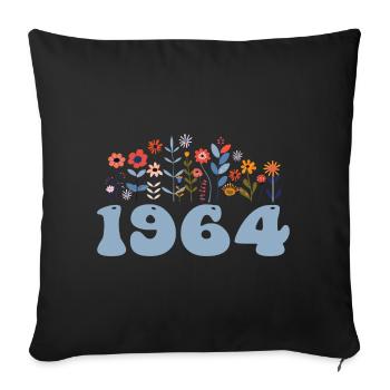 1964 Floral Pattern 1964 Floral Theme Flowers 1964 - Sofa pillowcase 17,3'' x 17,3'' (45 x 45 cm) - black - Front
