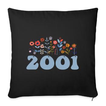2001 Floral Pattern 2001 Floral Theme Flowers 2001 - Sofa pillowcase 17,3'' x 17,3'' (45 x 45 cm) - black - Front