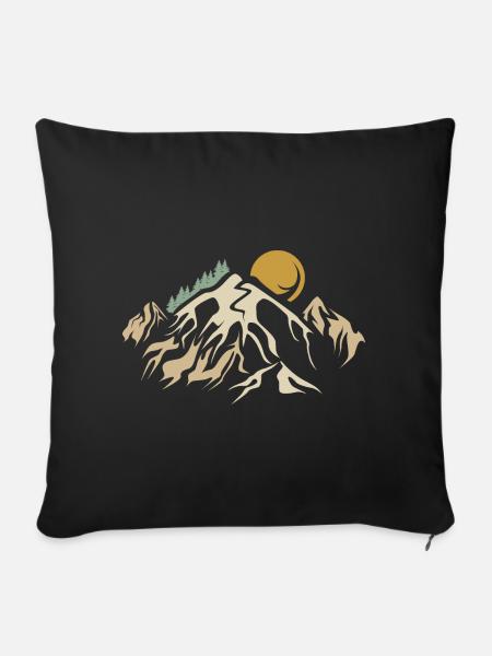 retro Berge Landschaft Natur vintage Berg wandern - Sofakissenbezug 45 x 45 cm - Schwarz