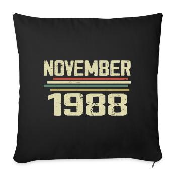 Millésime Novembre 1988 Vintage Rétro Novembre 1988 - Housse de coussin décorative 45 x 45 cm - noir - Devant