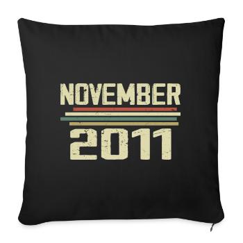 Millésime Novembre 2011 Millésime rétro Novembre 2011 - Housse de coussin décorative 45 x 45 cm - noir - Devant