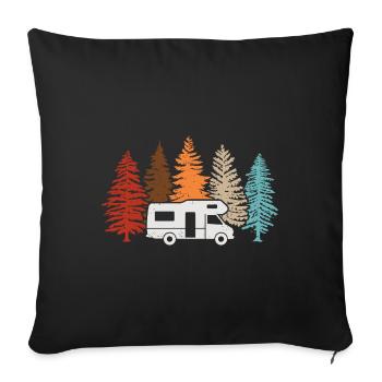 Camping RV Motorhome Camper Trees Forest - Sofa pillowcase 17,3'' x 17,3'' (45 x 45 cm) - black - Front