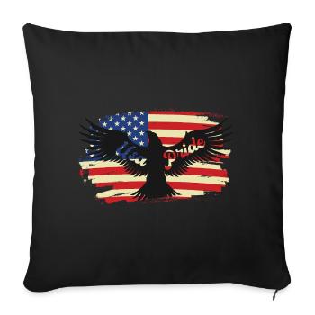 Aigle de la fierté américaine sur le drapeau - Housse de coussin décorative 45 x 45 cm - noir - Devant