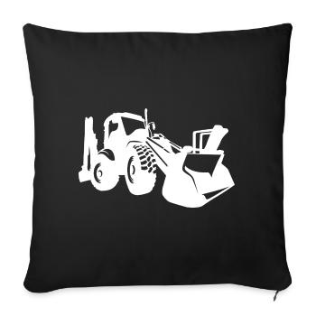 Excavator Wheel Loader Construction Equipment Operator Silhouette - Sofa pillowcase 17,3'' x 17,3'' (45 x 45 cm) - black - Front