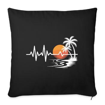 Sunset with palm trees and heartbeat - Sofa pillowcase 17,3'' x 17,3'' (45 x 45 cm) - black - Front