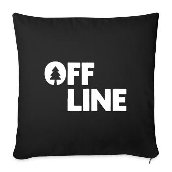 Hors ligne – Camping, Liberté, Forêt extérieure - Housse de coussin décorative 45 x 45 cm - noir - Devant