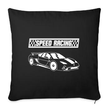 Voiture de course blanche - Housse de coussin décorative 45 x 45 cm - noir - Devant