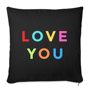 Design coloré LOVE YOU - Lettres arc-en-ciel - Housse de coussin décorative 45 x 45 cm - noir - Devant