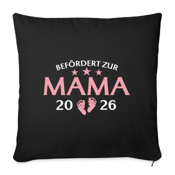 Mère 2026 Promue maman - Housse de coussin décorative 45 x 45 cm - noir - Devant