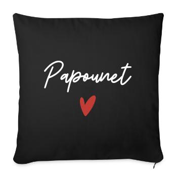 Papounet coeur idée cadeau  - Housse de coussin décorative 45 x 45 cm - noir - Devant