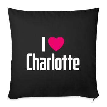 I Love Charlotte Pink Heart I Love Charlotte - Sofa pillowcase 17,3'' x 17,3'' (45 x 45 cm) - black - Front